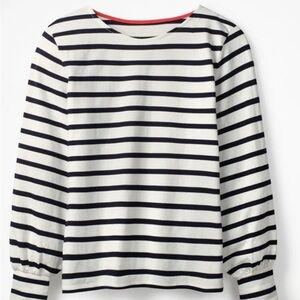 Boden Black and White Striped Short Sleeve Tee